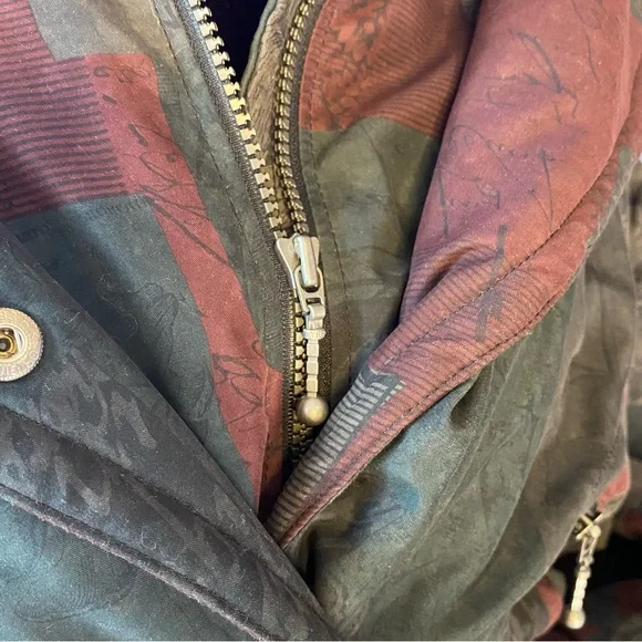 ❌SOLD🏷️Vintage 90s Nils Burgundy Floral Print Ski Jacket - Picture 10 of 15